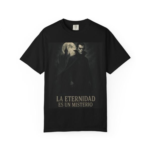 Camiseta vampiro “La eternidad es un misterio” – Estilo gótico oscuro | Ropa de horror y misterio unisex - Image 2