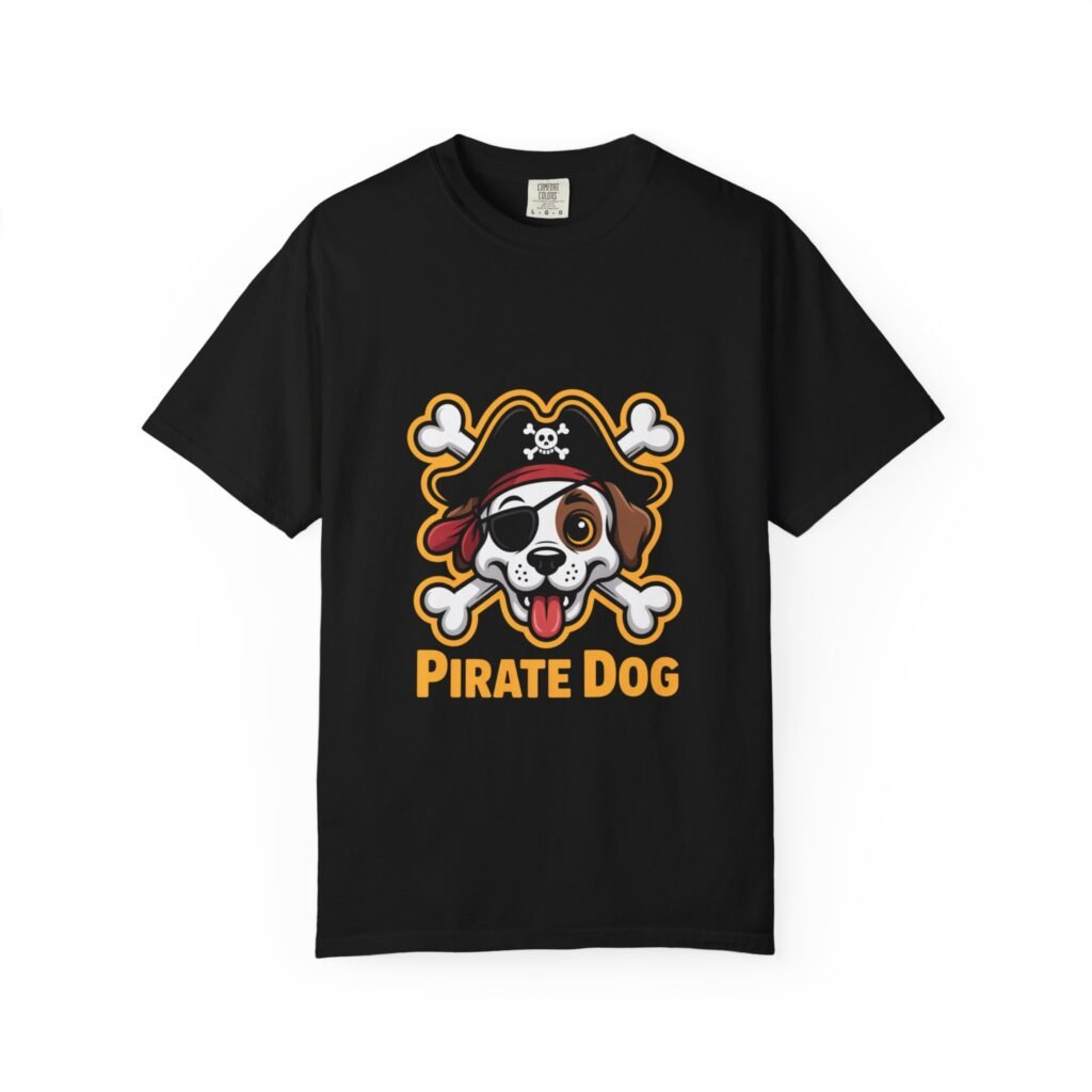 Pirate Dog T-shirt, Unisex Garment-Dyed Tee, Pet Lover Gift, Casual Wear, Dog Owner Apparel