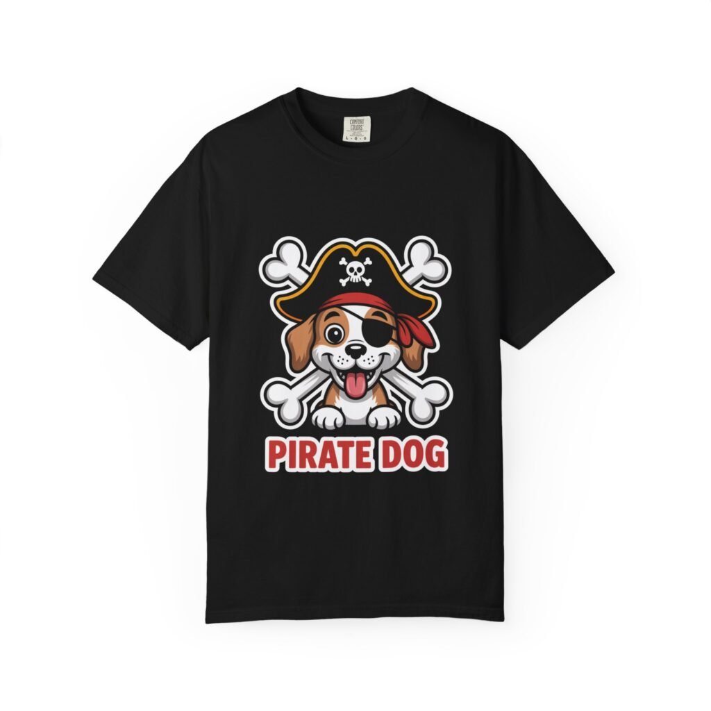 Pirate Dog Unisex T-Shirt, Fun Pet Lover Tee, Casual Pirate Theme Gift, Cute Animal Apparel, Retro Style Summer Shirt