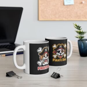 Pirate Dog Ceramic Mug, Perfect Gift for Dog Lovers, Unique Coffee Mug, Birthday Present, Pirate Theme Decor, Fun Kitchenware