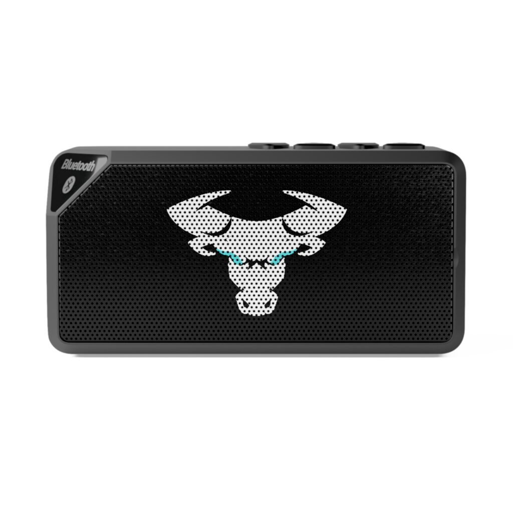 Bluetooth Speaker with White Bull Skull Graphic — Portable Bluetooth Speaker