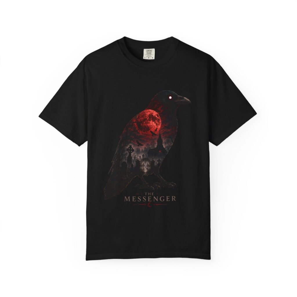 Raven Messenger T-Shirt — Gothic Crow Graphic Tee
