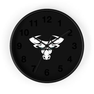 Bull Head Wall Clock — Modern Minimalist Black Clock with Fierce White Bull Logo