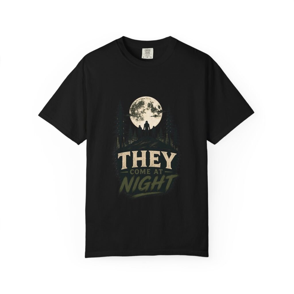 They Come at Night Graphic T-Shirt — Moonlit Forest Horror Tee