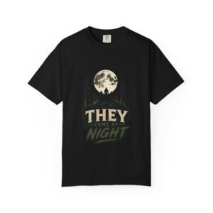 They Come at Night Graphic T-Shirt — Moonlit Forest Horror Tee