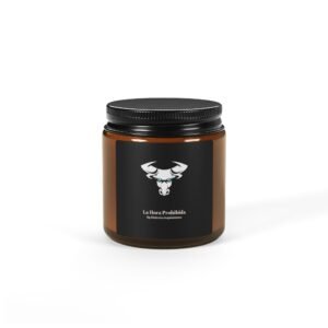 Amber Jar Soy Candle — 'La Hora Prohibida' Bull Skull Scented Candle (Multi-Size)